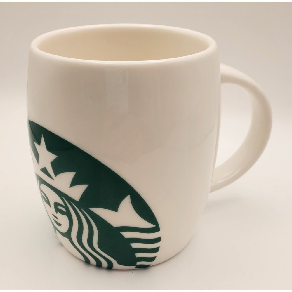 Starbucks 2010 Classic White Siren Logo Barrel Mug - 14oz